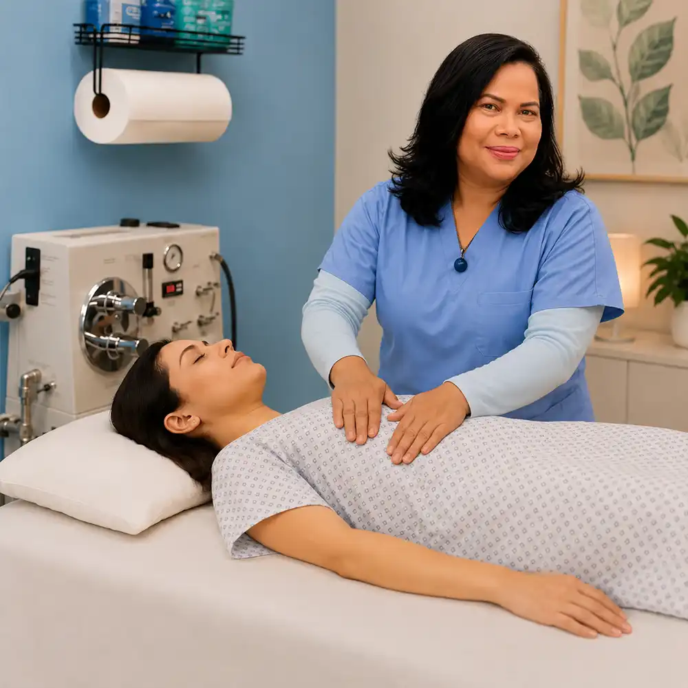Abdominal comfort massage during colon hydrotherapy